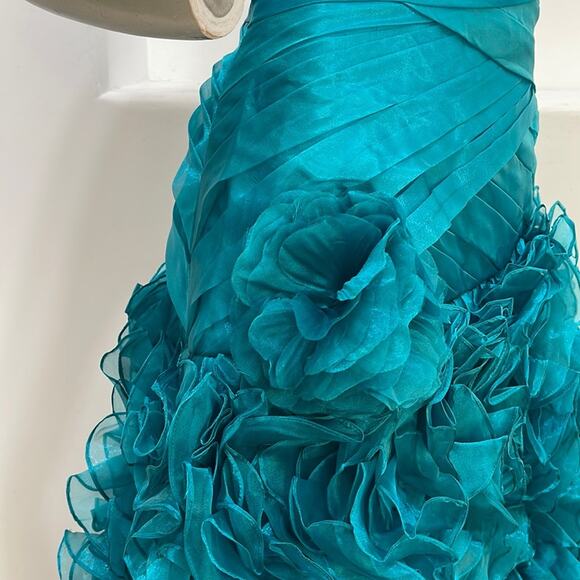 BICICI & COTY Strapless Teal Gown Rhinestones accent Size S Special Occasion NWT - Picture 9 of 15